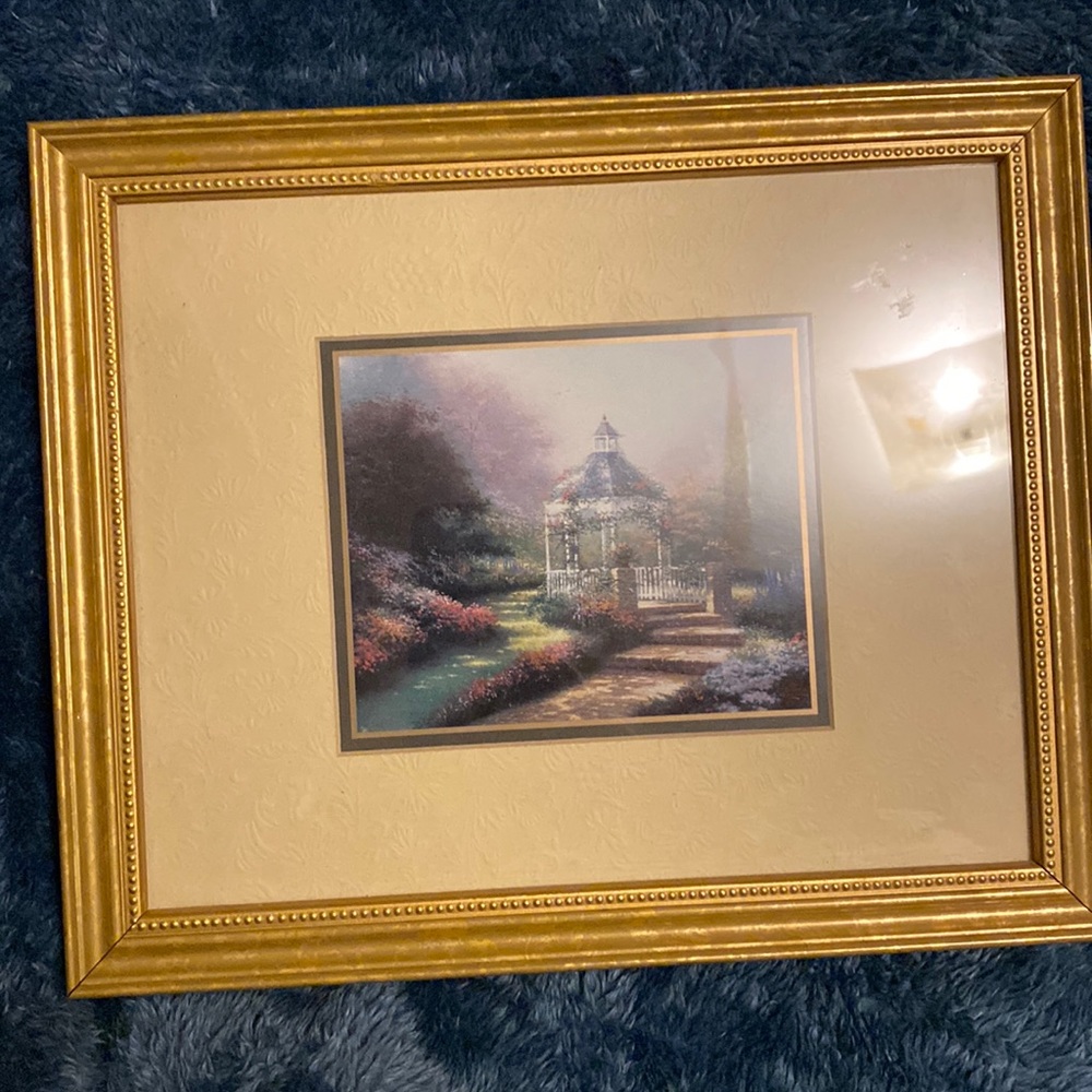 Thomas Kincaid "The Garden of Prayer" Framed Print w/ COA 9.25 x 11.25"
